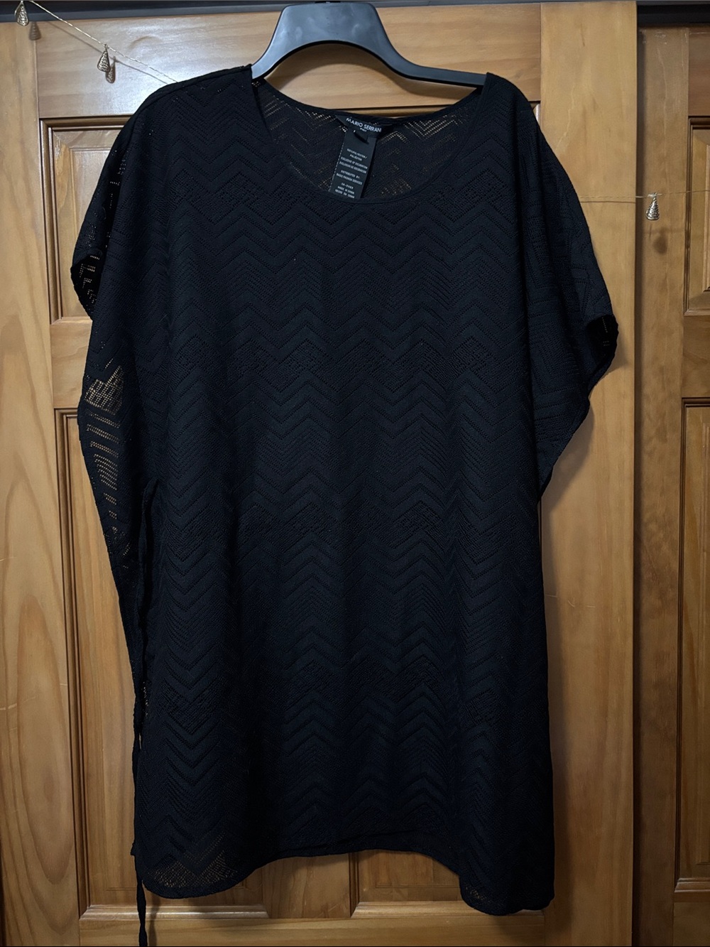 Mario Serrani Black Chevron Knit Swim Coverup